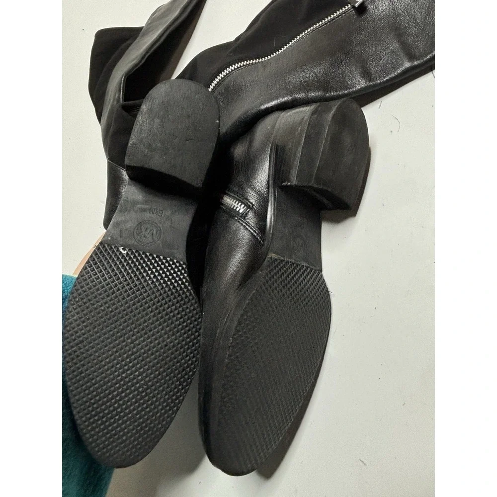 MICHAEL KORS BROMLEY 50/50 SILVER LOGO ZIPPER BOOTS WOMEN 6.5 M OLD MONEY CLASSY - Picture 3 of 9